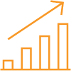 orange ökande stapeldiagram automatiseringsikon